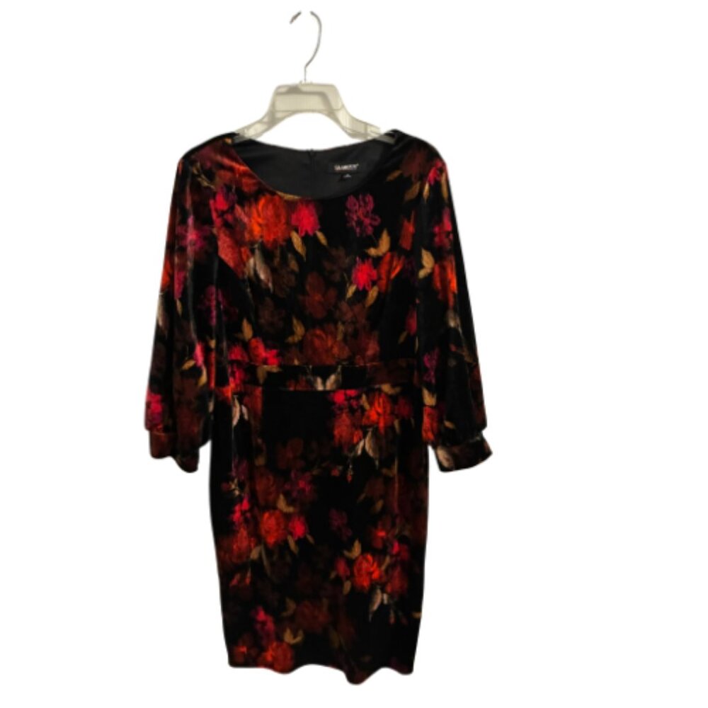 Glamour velvet rose print dress size 14